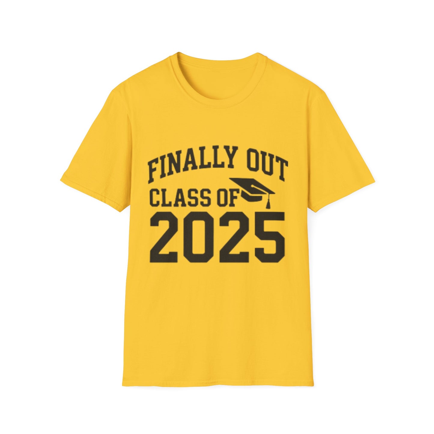 Graduation T-Shirt: Finally Out Class of 2025 Unisex Softstyle Tee
