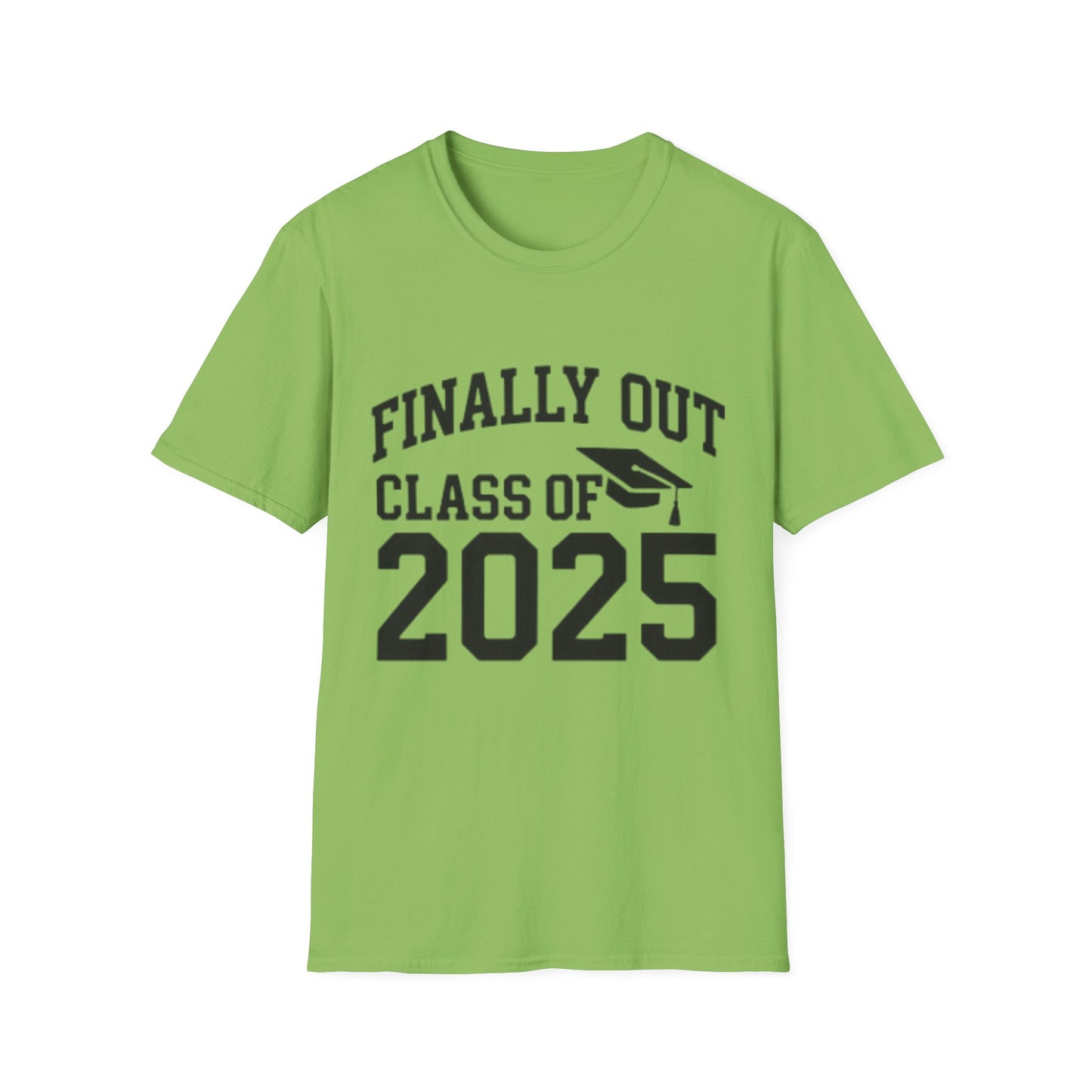 Graduation T-Shirt: Finally Out Class of 2025 Unisex Softstyle Tee