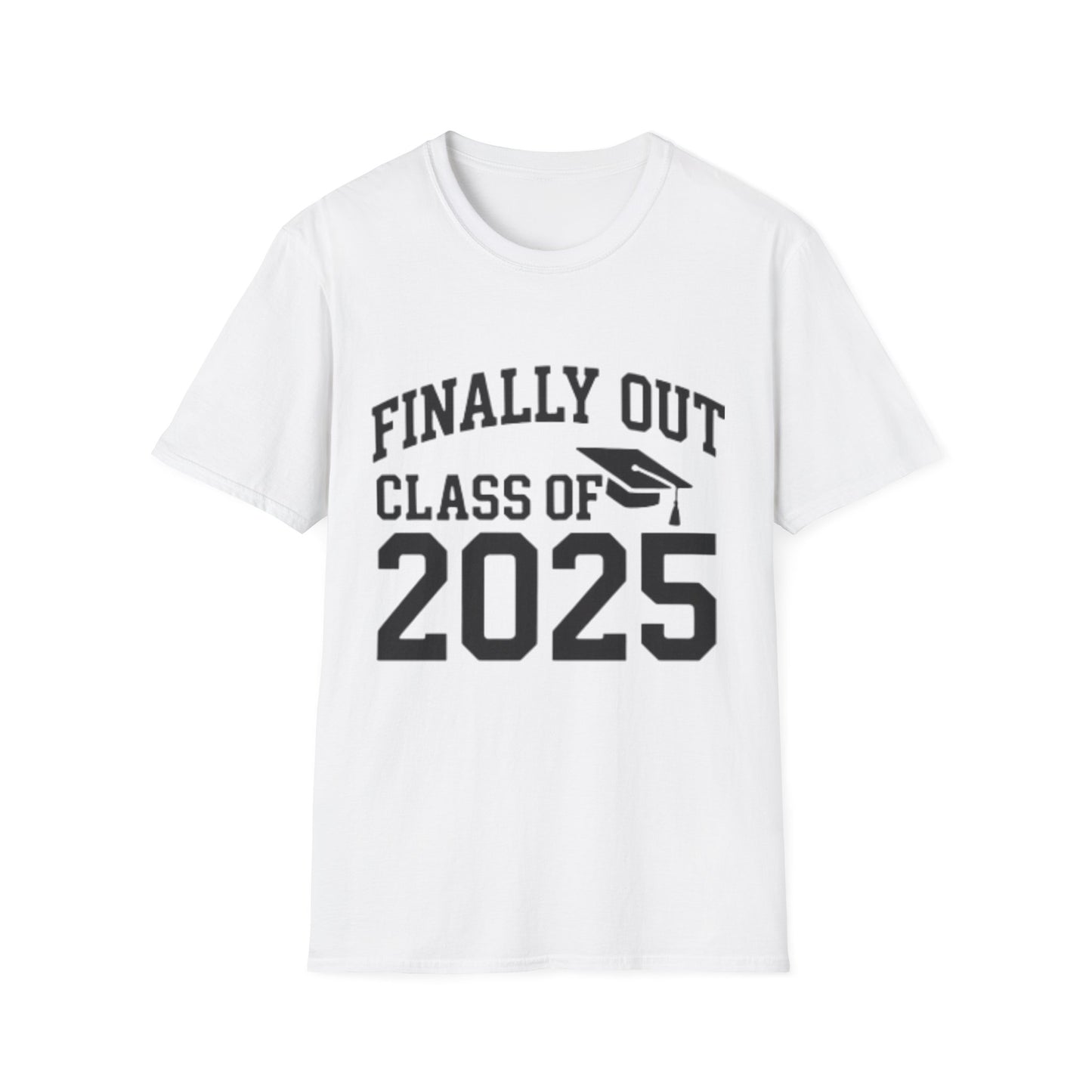 Graduation T-Shirt: Finally Out Class of 2025 Unisex Softstyle Tee