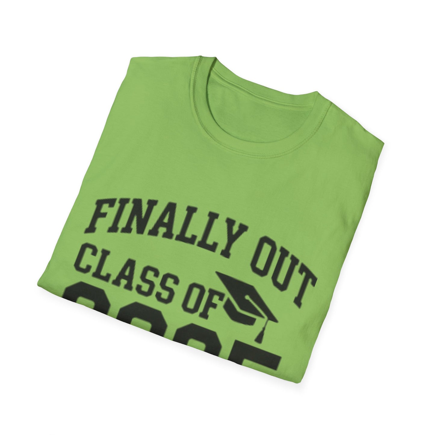 Graduation T-Shirt: Finally Out Class of 2025 Unisex Softstyle Tee