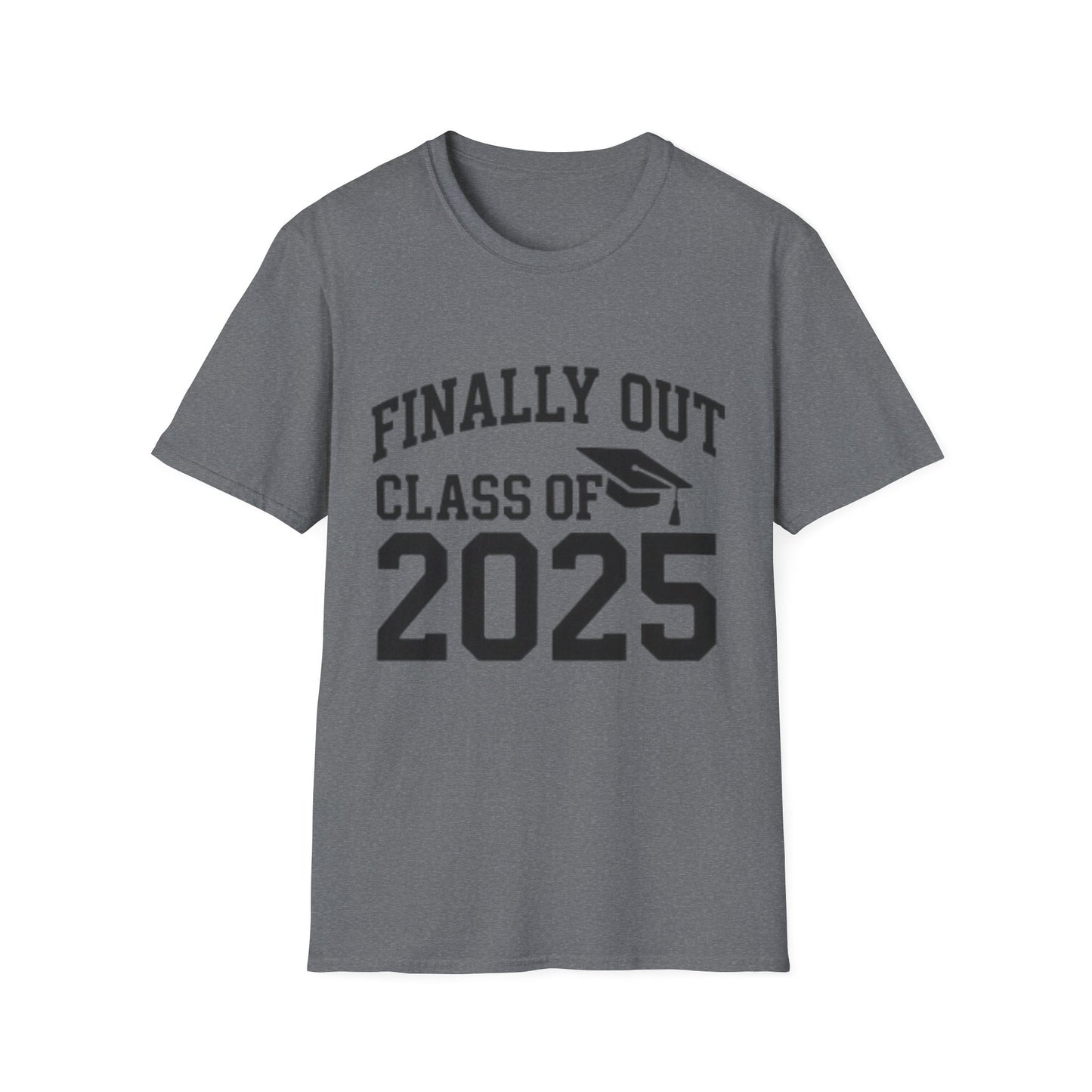 Graduation T-Shirt: Finally Out Class of 2025 Unisex Softstyle Tee