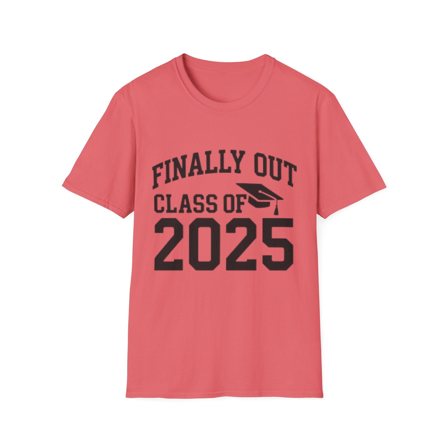 Graduation T-Shirt: Finally Out Class of 2025 Unisex Softstyle Tee
