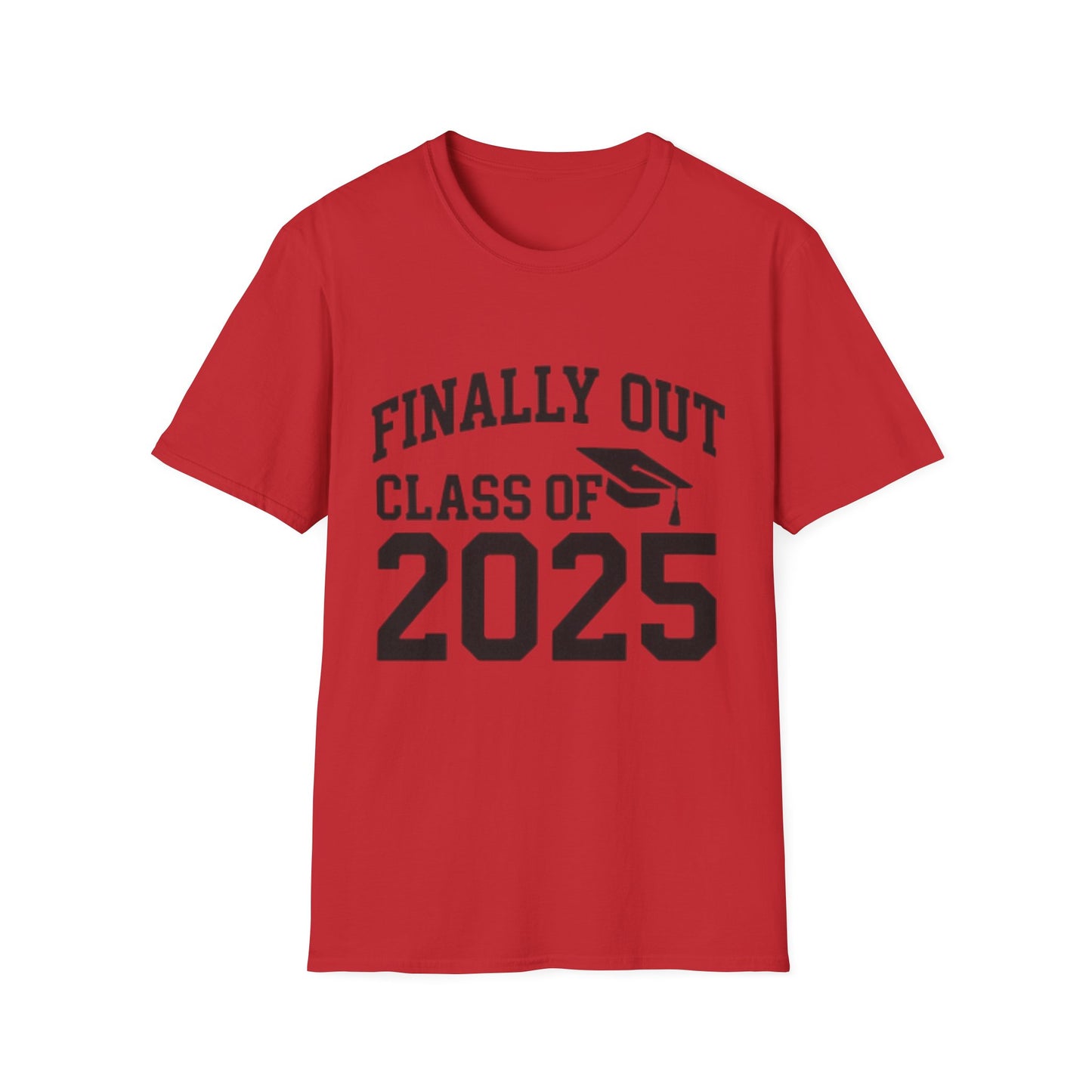 Graduation T-Shirt: Finally Out Class of 2025 Unisex Softstyle Tee