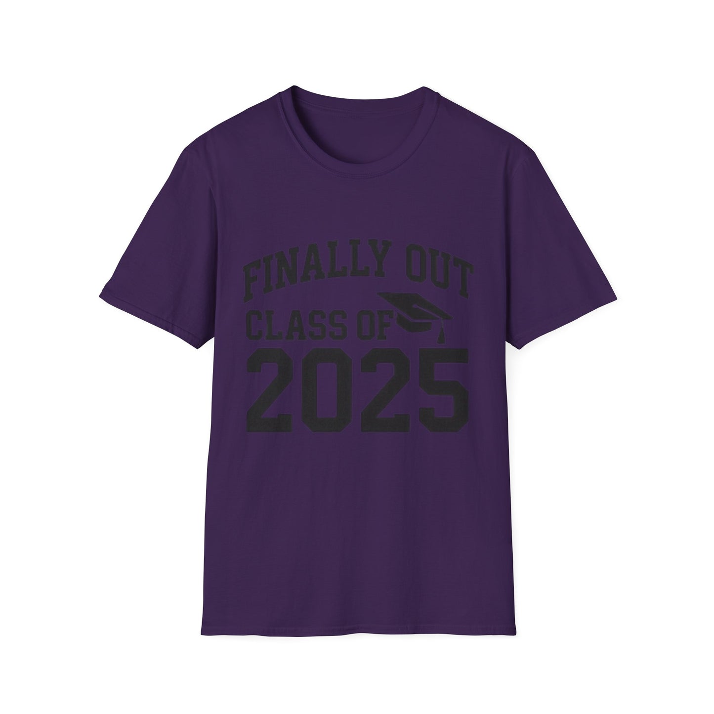 Graduation T-Shirt: Finally Out Class of 2025 Unisex Softstyle Tee